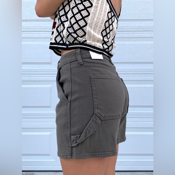 High Rise Utility Shorts - Dark Olive - Picture 8 of 13